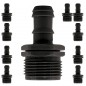Pacote com 10 conectores roscados macho 16 mm x 3/4'' para irrigação por gotejamento Pacote com 10 conectores roscados macho 16 mm x 3/4'' para irrigação por gotejamento