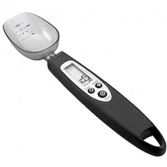 Balança eletrônica de cozinha, colher, balança de alimentos com visor digital, 300g, preta, plástico, 22 x 2,5cm