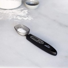 Pesapersone elettronico da cucina, cucchiaio, bilancia per alimenti con display digitale, 300 gr, nero, plastica, 22 x 2,5 cm