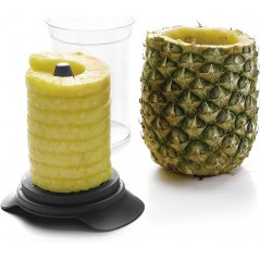 Coupe-ananas et éplucheur avec pot, Comprend un récipient en plastique sans BPA, Passe au lave-vaisselle, Diamètre 9 cm