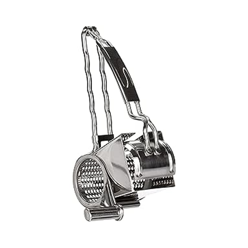 Râpe de cuisine en acier inoxydable avec manivelle et 2 lames, 13,5 x 20 x 10 cm | Râpe à aliments | Râpe à fromage
