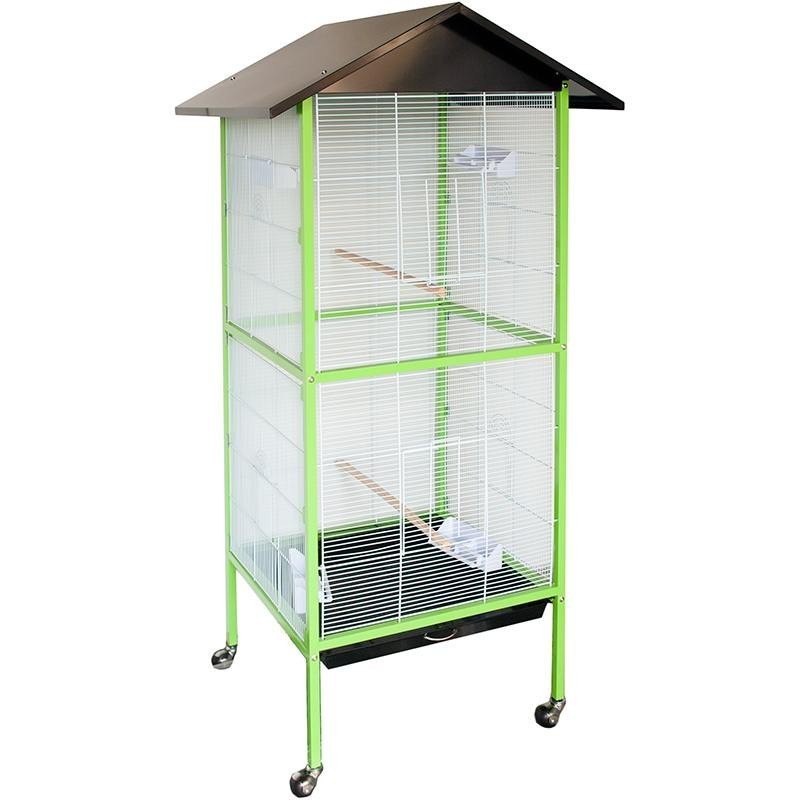 Grande Cage Oiseau sur Pied Volière Canaries Perroquet Grosses Perruches Cacatoès Ara Cage Oiseaux avec Support 60x60x167 cm