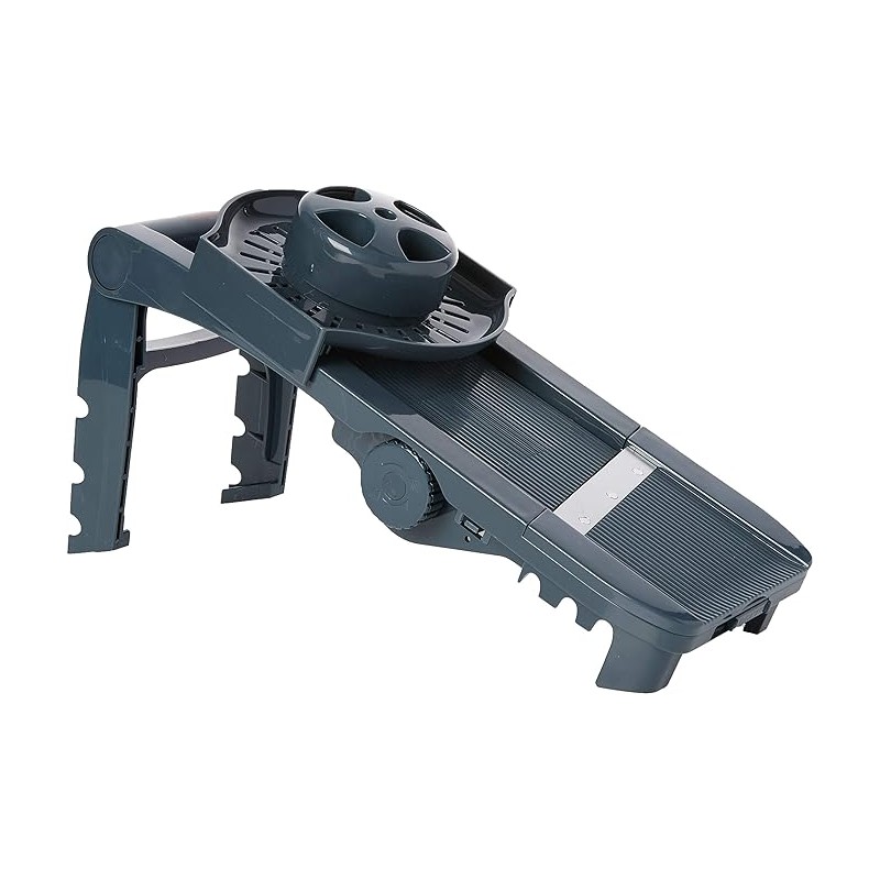 Plastic mandolin with 5 blades and juicer included, grey, 15x35x10 cm