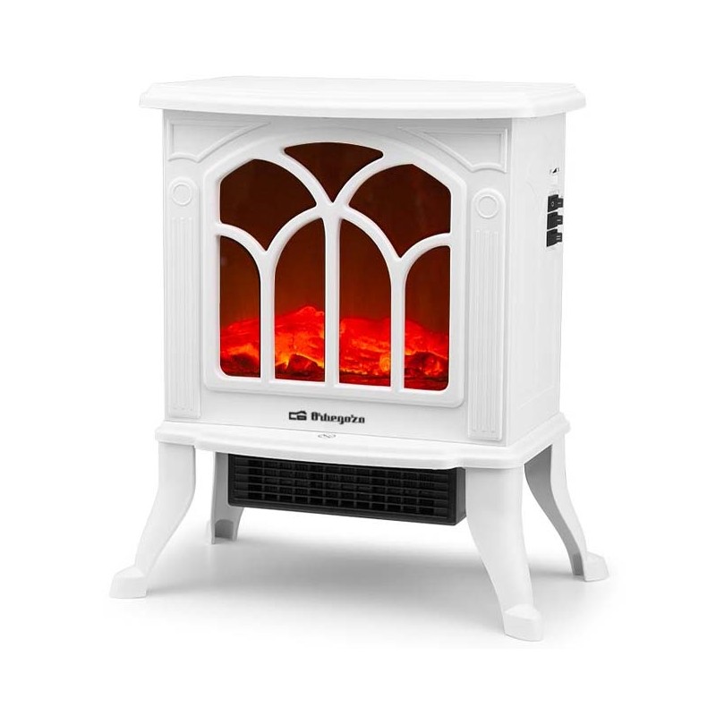 Chimenea eléctrica Orbegozo Blanca 1500W con efecto fuego real.