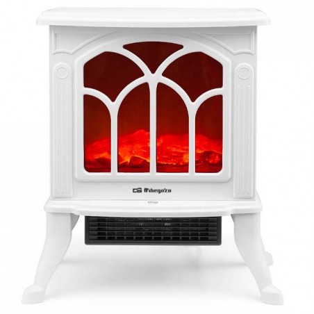Lareira elétrica Orbegozo Blanca 1500W com efeito de fogo real.