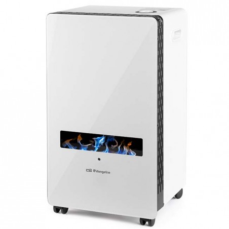 Set di 3 Stufas con tecnologia Orbegozo fiamma blu, frontale in vetro temperato, adatta per gas butano e/o propano [Classe energ