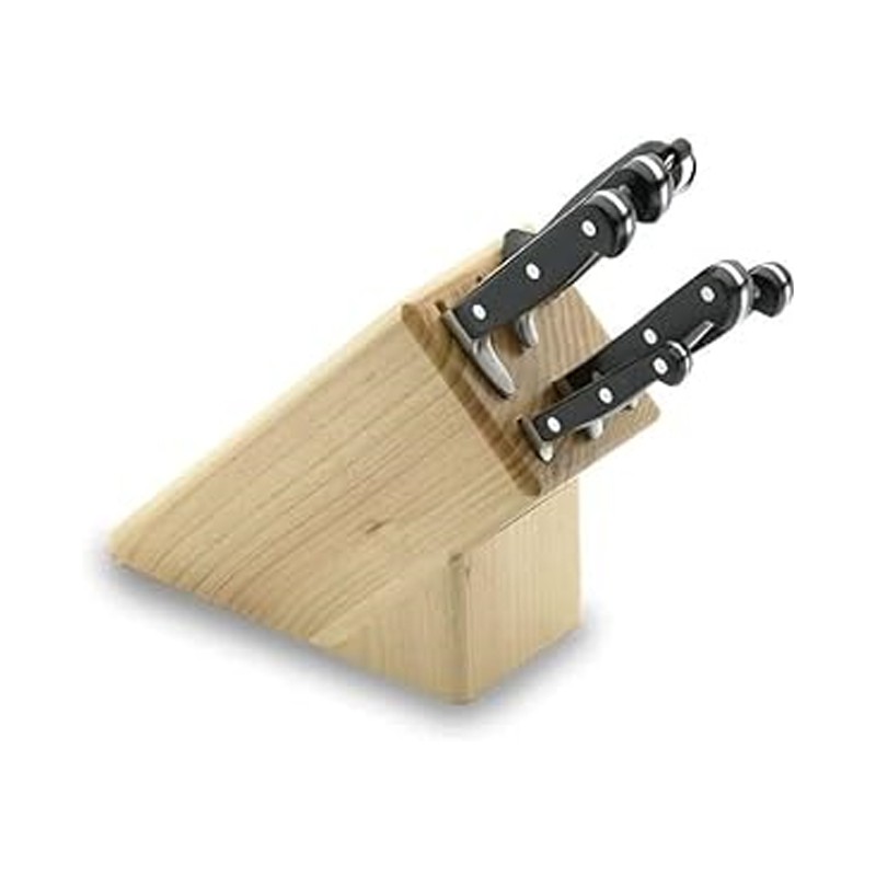 Set di 6 coltelli classici + ceppo beige | Acciaio inossidabile | Coltello da chef, prosciutto, disosso | Lavabile in lavastovig
