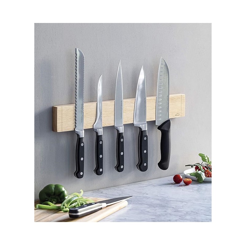 Magnetic Knife Holder, made of Rubber Wood, Length 45 cm