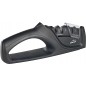 Dual Knife Sharpener, made of black plastic, Measures 21.5x4.5x9 cm