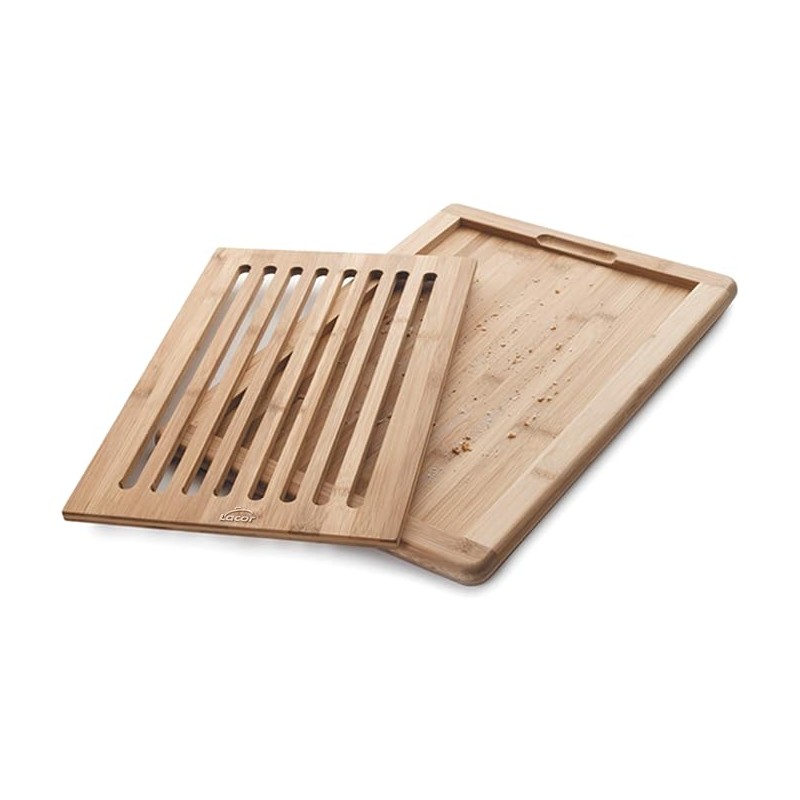 Tabla de Madera para corte de pan 40x30 cm | Tabla para Cortar Pan con Bandeja Recogemigas