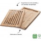 Tabla de Madera para corte de pan 40x30 cm | Tabla para Cortar Pan con Bandeja Recogemigas