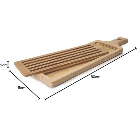 Tagliere per il pane in legno 50x15 cm | Tagliere per il pane con vassoio raccogli briciole