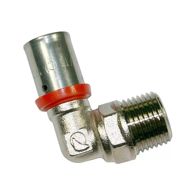 Codo macho 1/2" para Tubo multicapa 16 mm, uso con máquina prensadora, gris Codo macho 1/2" para Tubo multicapa 16 mm, uso con máquina prensadora, gris