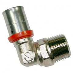 5 x 1/2" Male Elbow for 16mm Multilayer Pipe, Use with Pressing Machine, Grey