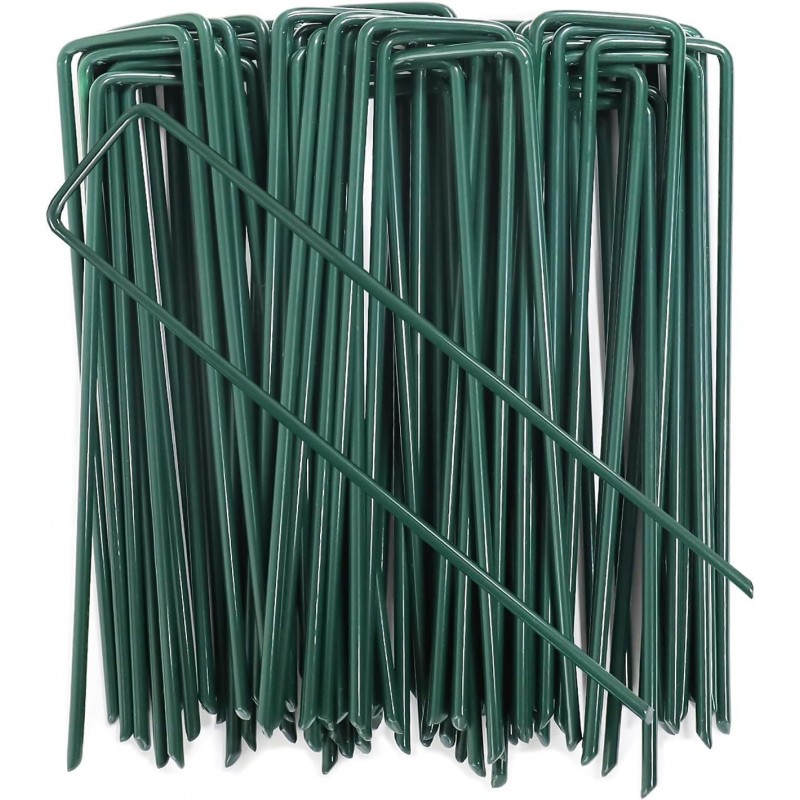 10 Grapas para jardin, Cesped Artificial, Estacas de Fijacion para Mallas, Clavo Metal Galvanizado