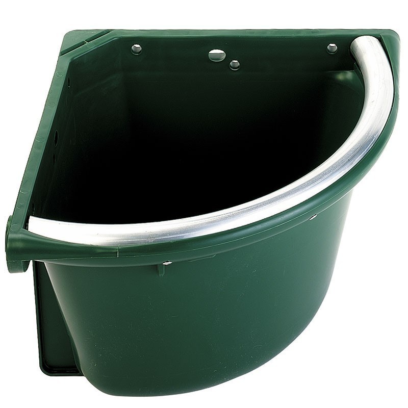 Eckfuttertrog für Pferde 20L, schwerer verzinkter Anti-Verschwendungsrand, mit Deckel, 39x39x27 cm Eckfuttertrog für Pferde 20L, schwerer verzinkter Anti-Verschwendungsrand, mit Deckel, 39x39x27 cm
