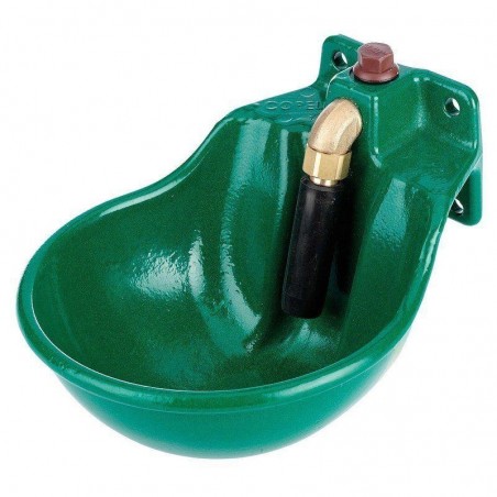 Bebedouro de ferro fundido com empurrador para cavalos 10L, 22x28x18 cm, verde