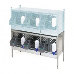 Jaula para pájaros galvanizada 6 departamentos, con comederos y bebederos, 105x35x60 cm