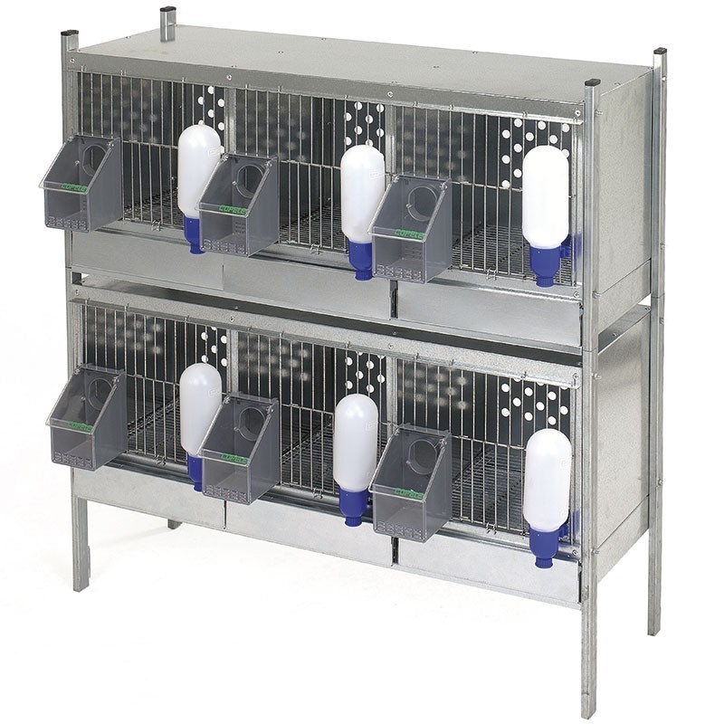 Gabbia per Uccelli galvanizzata con 6 compartimenti, con mangiatoie e beverini, 105x35x60 cm Gabbia per Uccelli galvanizzata con 6 compartimenti, con mangiatoie e beverini, 105x35x60 cm