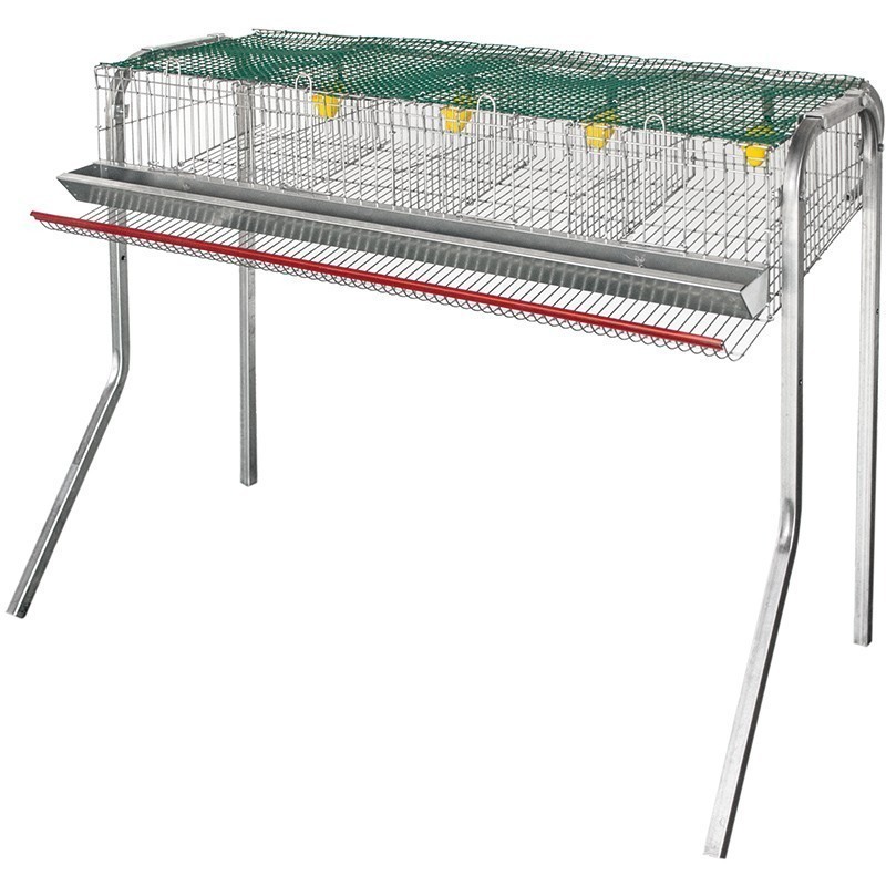 Gabbia per Uccelli galvanizzata con 4 compartimenti, con mangiatoie e beverini, 105x35x60 cm