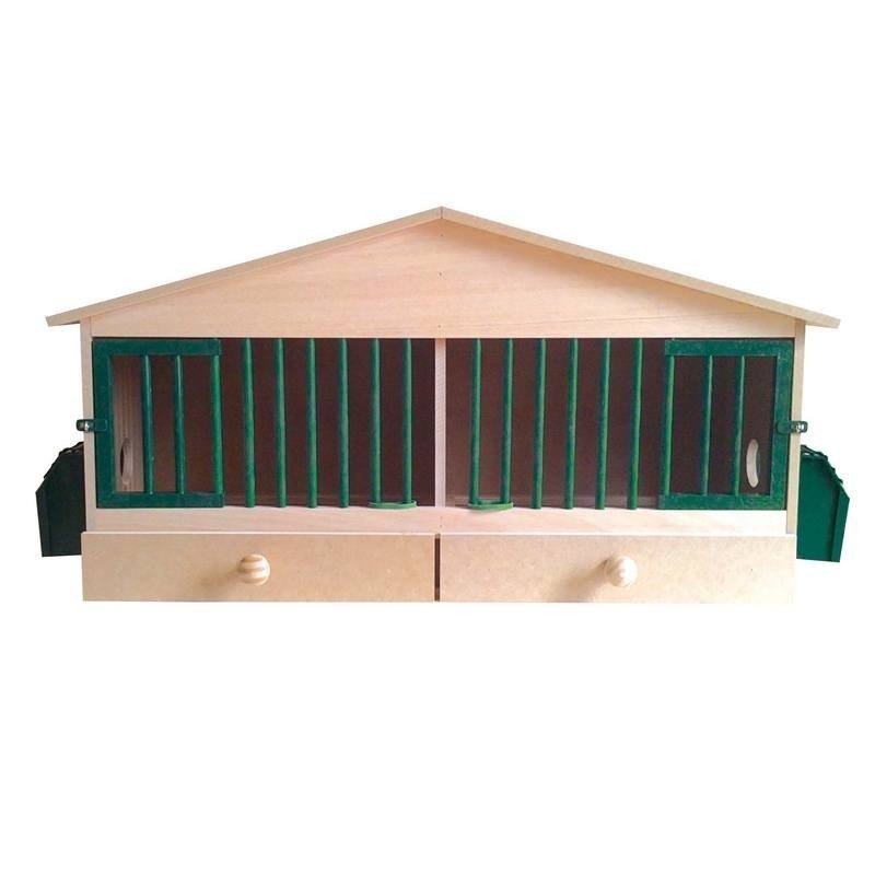 Wooden Bird Cage for Canaries, Parakeets and Exotic Birds - Bird Cage with 2 Compartments 76.5 x 26 x 39.5 cm