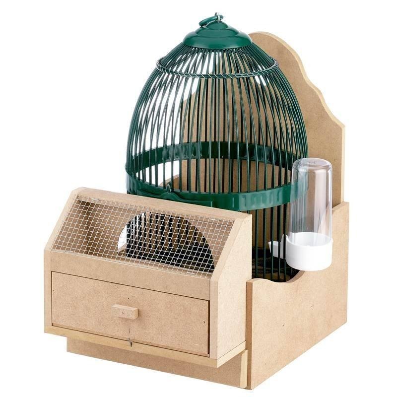 Cage oiseaux ronde 23x35 cm, Cage à oiseaux à perdrix avec support et abreuvoir, vert