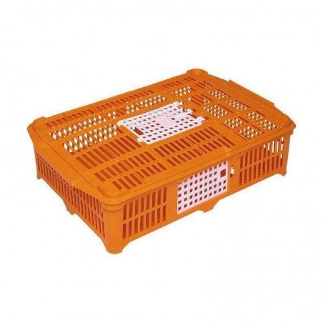 Gaiola de transporte de plástico 67x45x14 cm com porta frontal deslizante para gado e agricultura