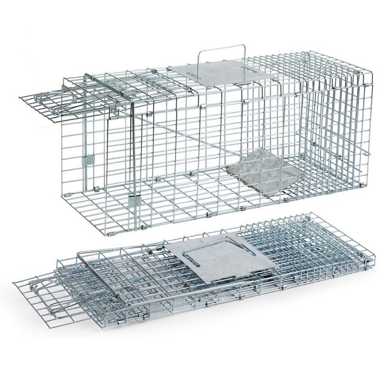 Piège Vivant Réutilisable 64x24x26 cm Piège d'animaux Cage avec 1 entrée pour Martres,Chats,Renards,Raton Laveur