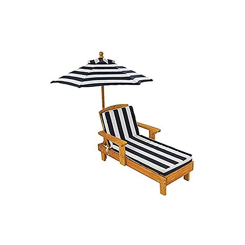 Chaise longue en bois avec parasol pour enfants