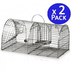 Pack of 2 Reusable Live Animal Traps 44x22x19 cm - Animal Trap Cage for Cats, Foxes and Raccoons