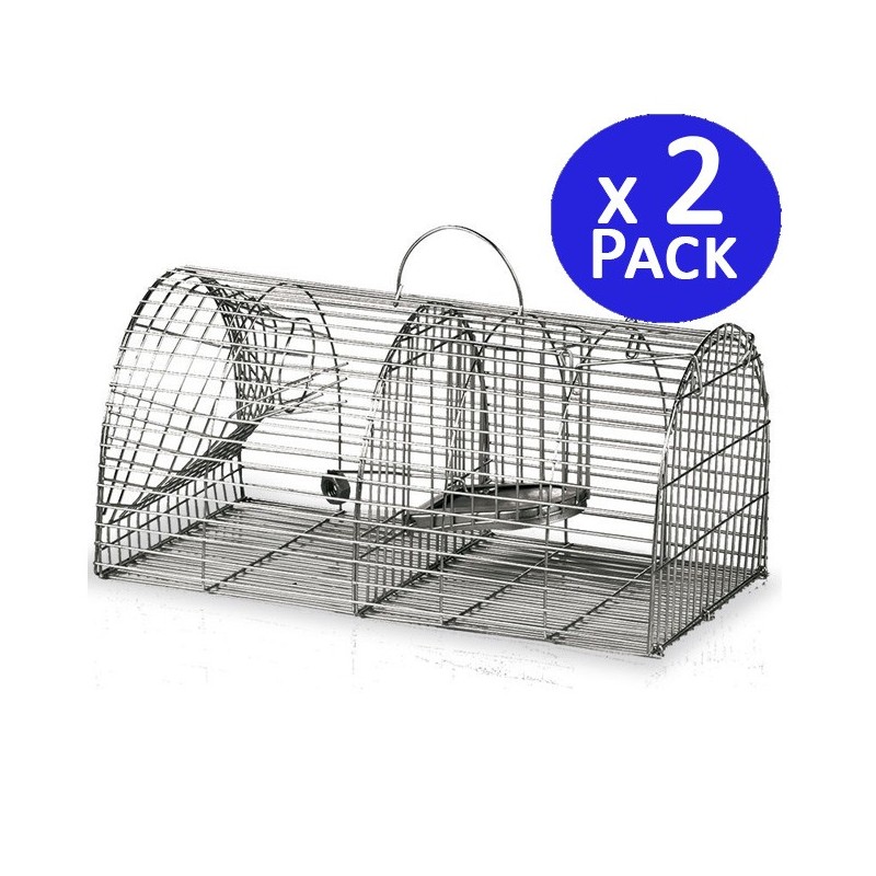 2 x Piège Vivant Réutilisable 44x22x19 cm Piège d'animaux Cage pour Martres, Chats, Renards, Raton Laveur