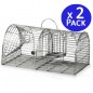 Lot de 2 Piège Vivant Réutilisable 44x22x19 cm Piège d'animaux Cage pour Martres, Chats, Renards, Raton Laveur Lot de 2 Piège Vivant Réutilisable 44x22x19 cm Piège d'animaux Cage pour Martres, Chats, Renards, Raton Laveur