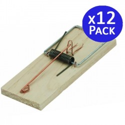 Pack of 12 Wooden Mouse Traps 17x7 cm, Percussion Trap, High Impact