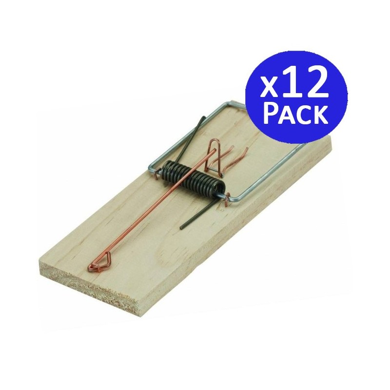 Lot de 12 pièges à Souris en Bois 17x7 cm, piège à Percussion, Grande Force de Frappe – Facile à Utiliser