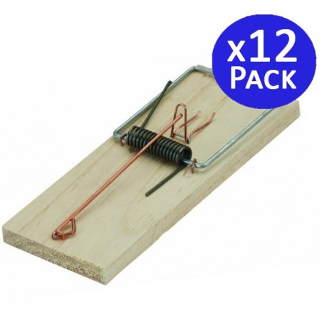 Wooden mousetrap, 7 x 17 cm. Pack of 12