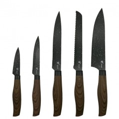 Thulos Set de 5 cuchillos con hoja de acero inoxidable antiadherente.