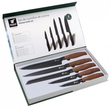 Thulos Set of 5 knives with non-stick stainless steel blade.
