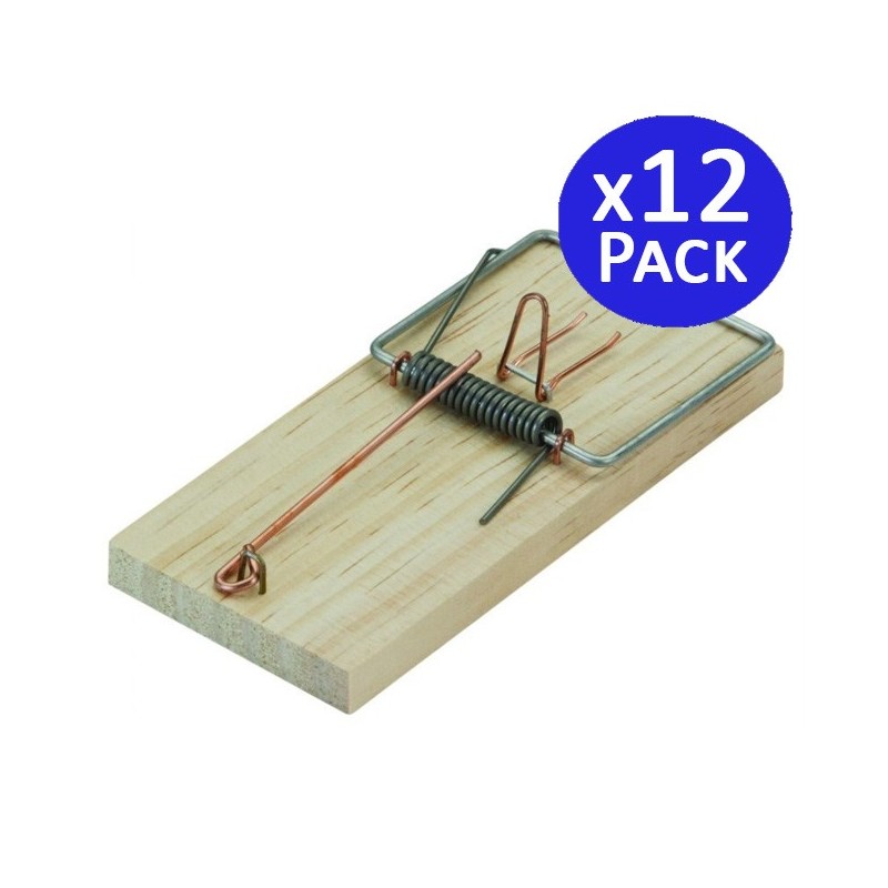 Lot de 12 pièges à Souris en Bois 13x6 cm, piège à Percussion, Grande Force de Frappe – Facile à Utiliser