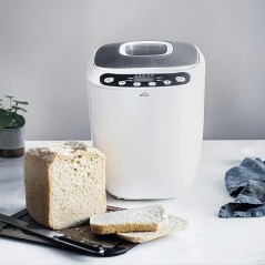 Panificadora Automatica Profesional, 12 programas y especial sin Gluten, Pantalla LCD, incluye recetario, 550W, Blanco