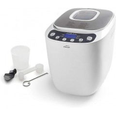 Máquina de fazer pão automática sem PFOA, 12 programas e sem glúten especial, visor LCD, inclui livro de receitas, 550W, branco