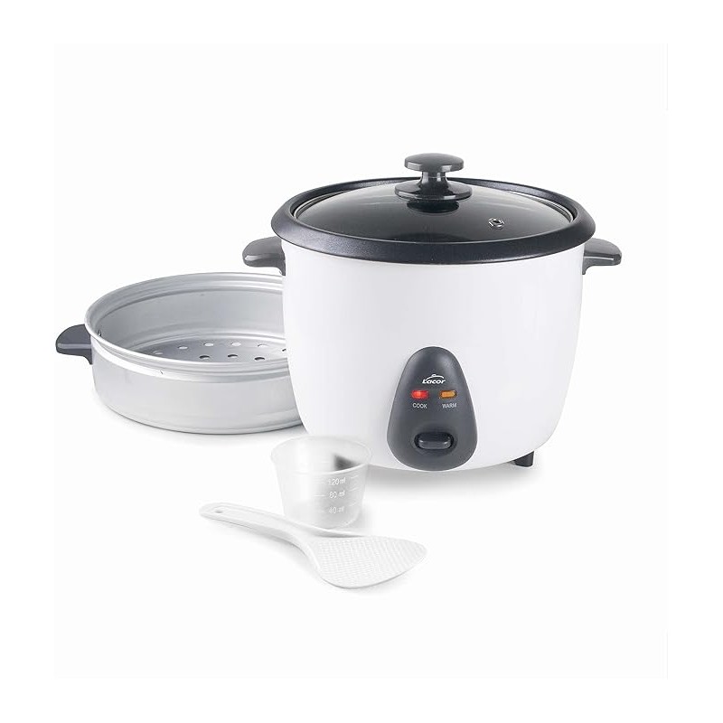 Cuiseur à riz électrique avec seau intérieur amovible de 4,6 cm, 100 % écologique et sans PFOA, couvercle en verre