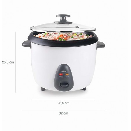 Cuiseur à riz électrique avec seau intérieur amovible de 4,6 cm, 100 % écologique et sans PFOA, couvercle en verre