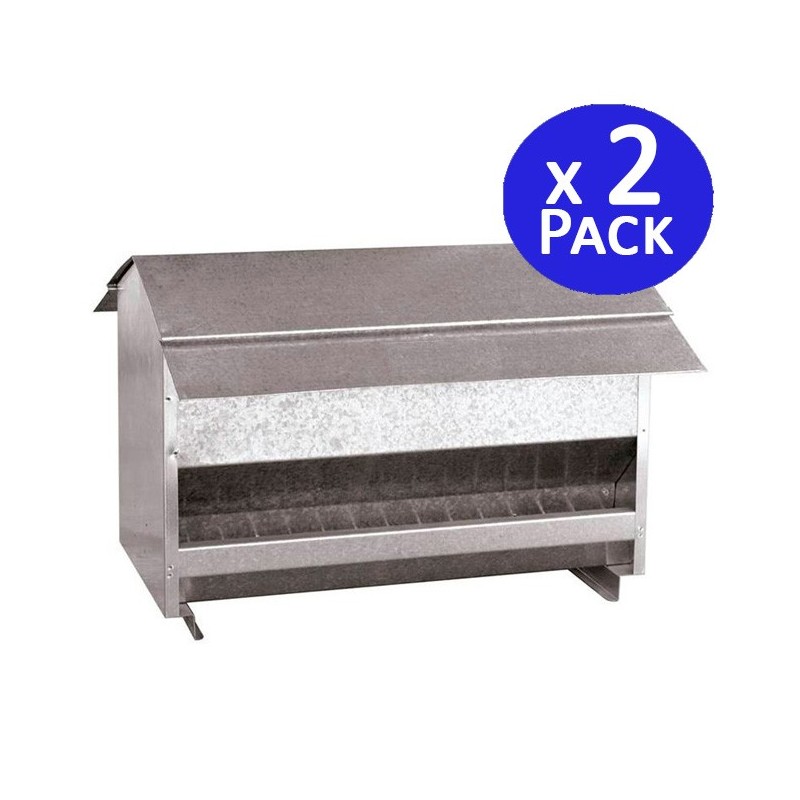 Set di 2 Mangiatore per Uccelli Esterni in Inox con Coperchio, 50x44x36 cm