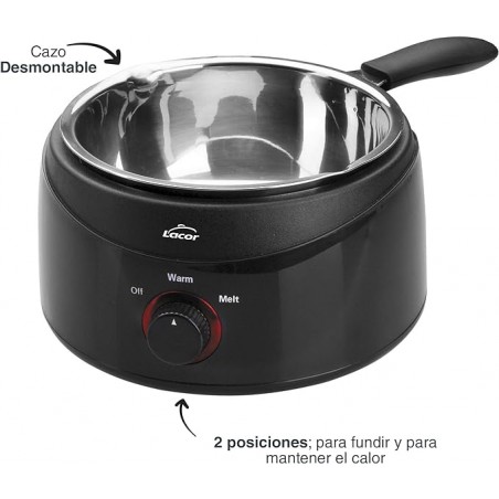 Baño María, Recipiente eléctrico con cazo desmontable de Acero Inoxidable, Medidas: 16cm, profundidad de 7 cm