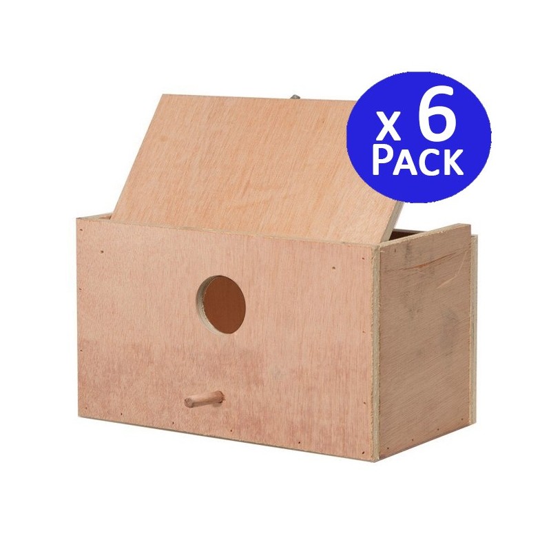 Lot de 6 Nid en Bois pour Oiseaux 25x15x15 cm