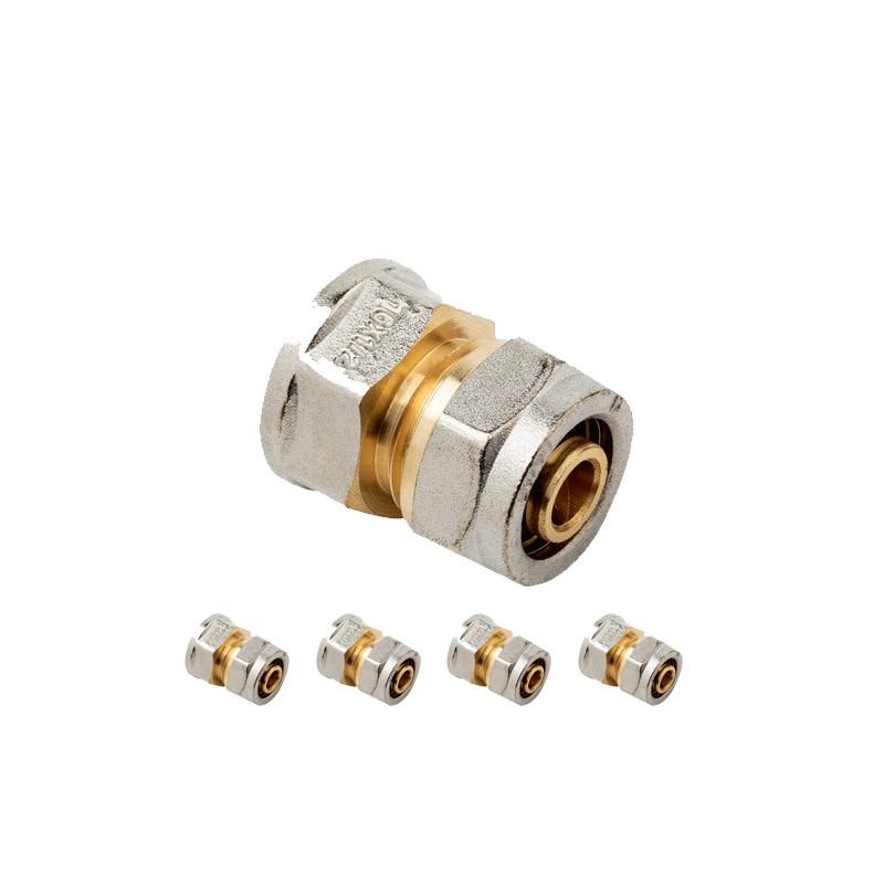 Pacote de 5 conectores fêmea de 3/4" para tubo de compressão multicamadas de 25 mm, sem necessidade de máquina de crimpagem