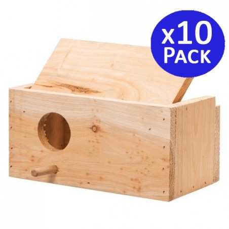 Lot de 10 Nid en Bois pour Oiseaux 20x10x10 cm