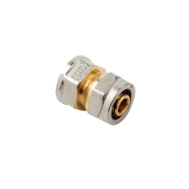 Attacco 3/4'' femmina per tubo multistrato a compressione da 25 mm, senza necessità di crimpatrice, grigio