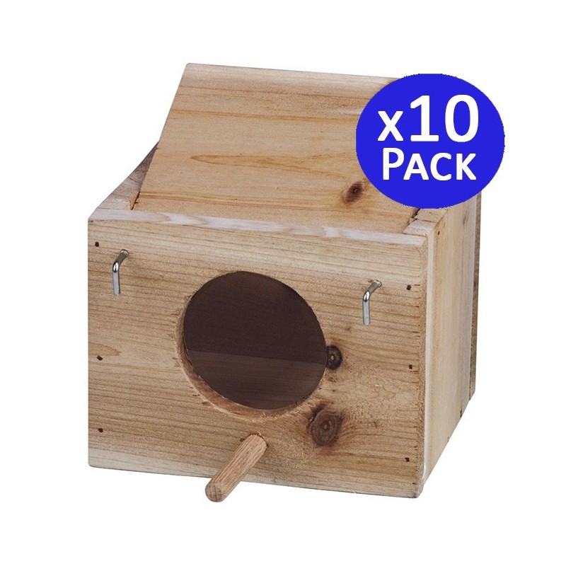 10 x Nid en Bois pour Oiseaux 12x10x10 cm