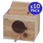 Lot de 10 Nid en Bois pour Oiseaux 12x10x10 cm